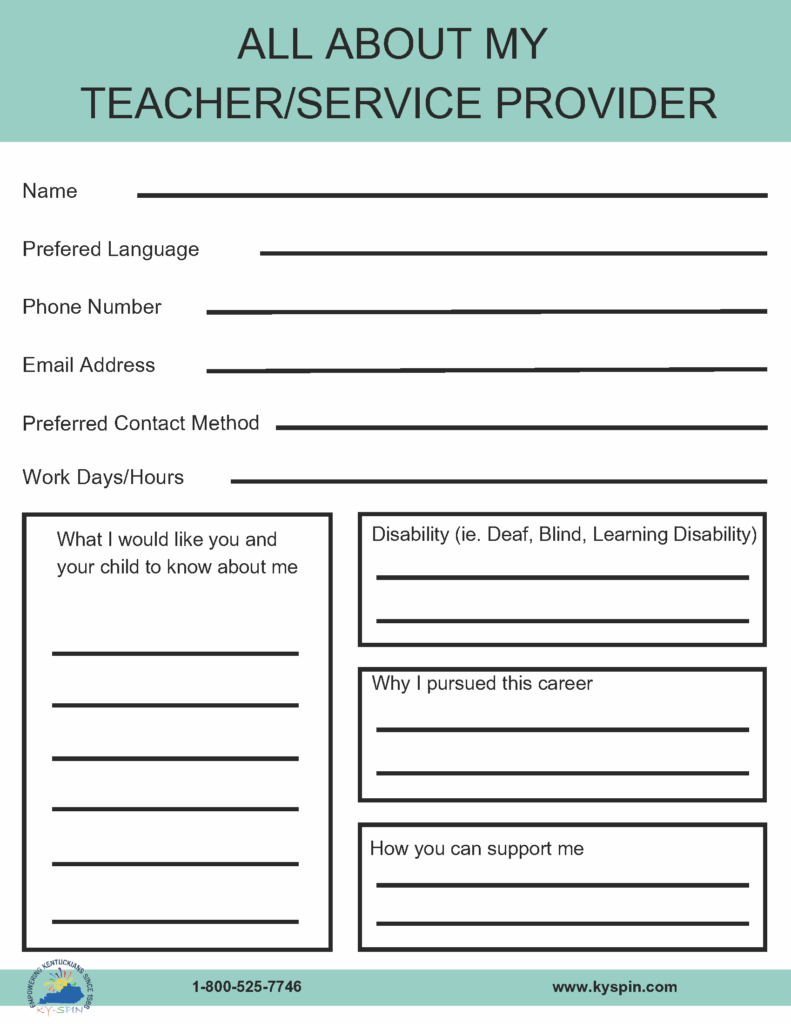 All About My Teacher/Provider